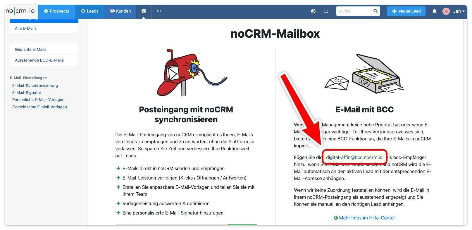 noCRM Mail integration Digital Affin