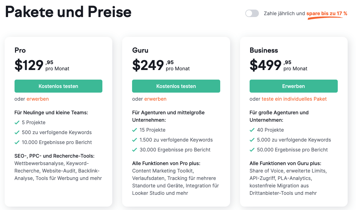 Semrush Preise