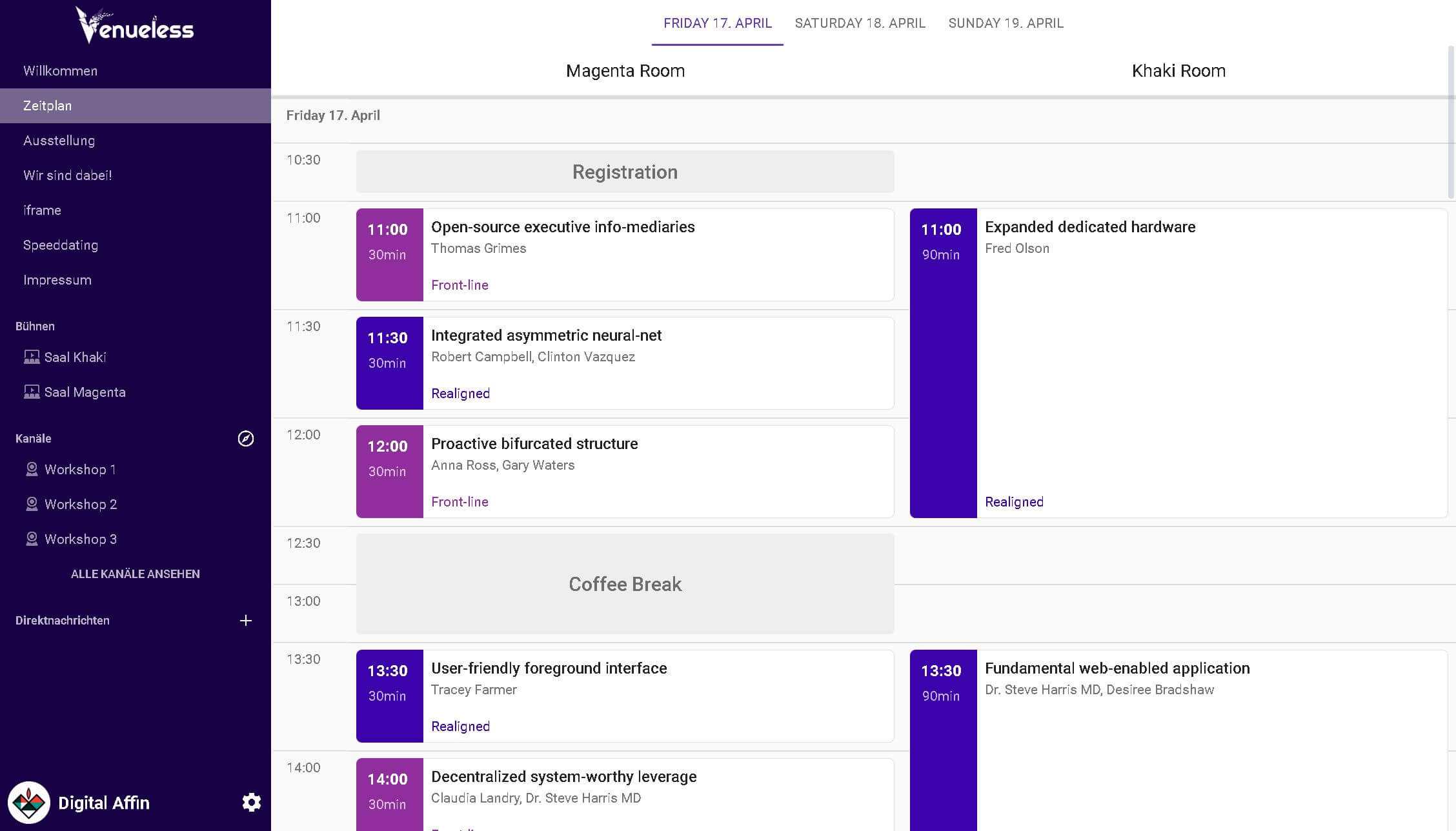 Venueless Zeitplan